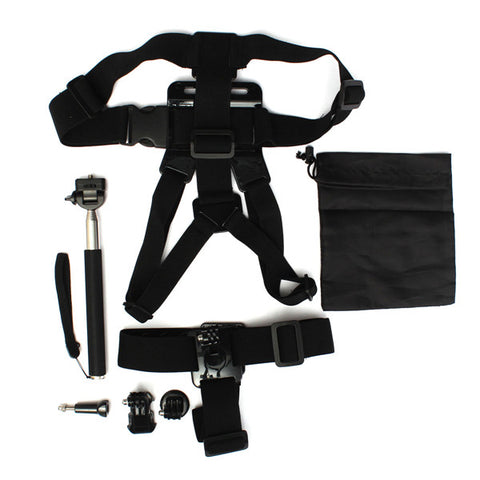 6 In 1 Chest Harness Head Strap Mount Monopod Tripod Adapter For Go Pro 2 3 3 Plus - Bushkin Travel Tech